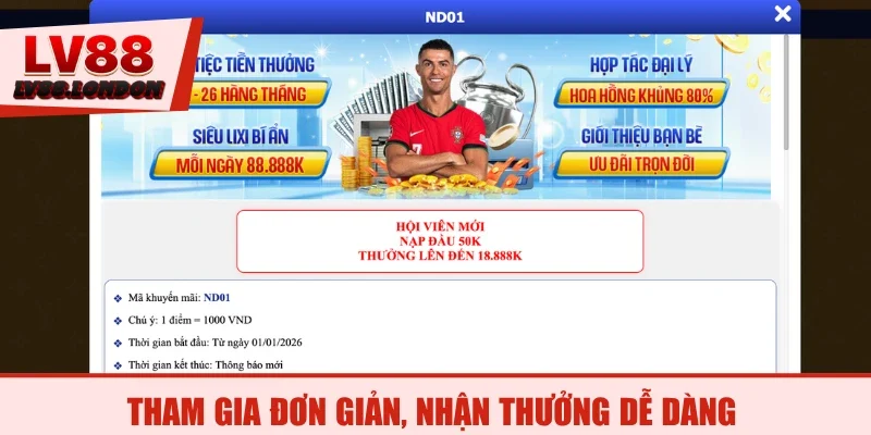 Tham gia đơn giản, nhận thưởng dễ dàng